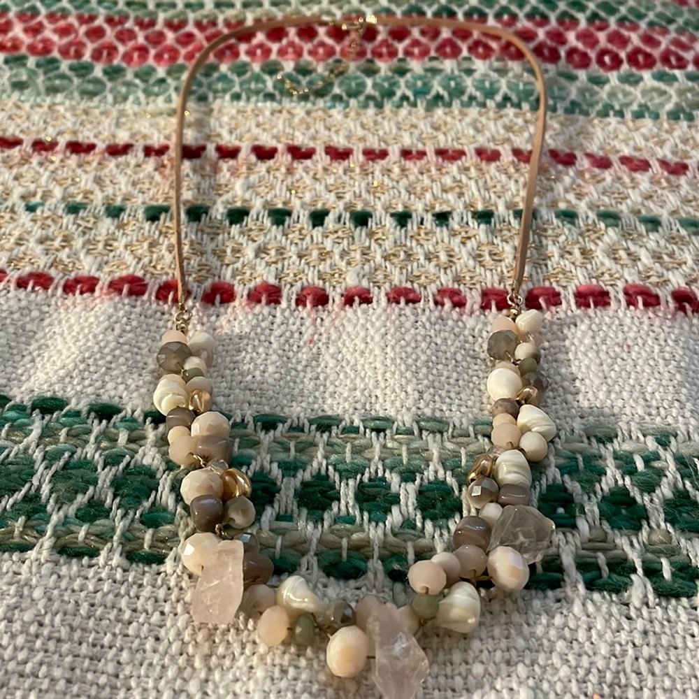 BOHO Beaded crystals on leather cord necklace